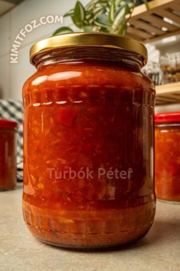 Házi édes-savanyú, ananászos paradicsommártás kisebb befőttesüvegekben